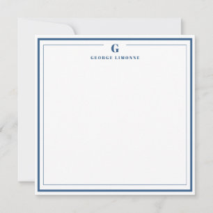 Custom Monogram Navy Blue Border Stationer Mitteilungskarte