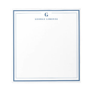 Custom Monogram Navy Blue Border Stationer Notizblock