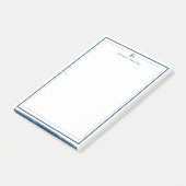 Custom Monogram Navy Blue Border Stationery  Post-it Klebezettel (angewinkelt)