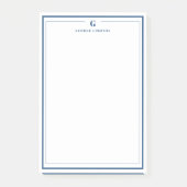 Custom Monogram Navy Blue Border Stationery Post-it Klebezettel (Vorderseite)