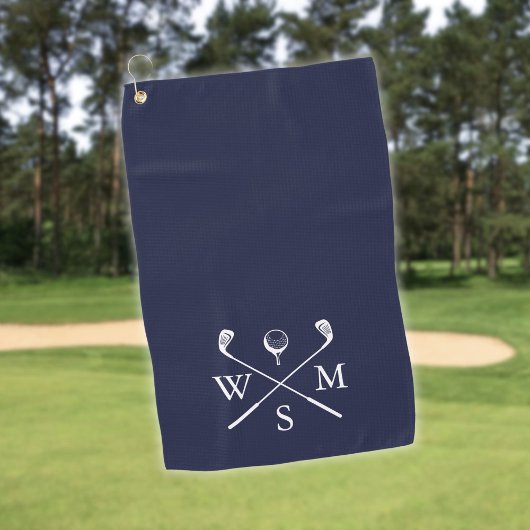 Custom Monogram Navy Blue Golfhandtuch