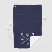 Custom Monogram Navy Blue Golfhandtuch (Insitu)