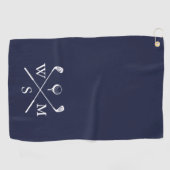 Custom Monogram Navy Blue Golfhandtuch (Horizontal)