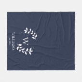 Custom Monogram Navy Blue Initial neu verheiratet Fleecedecke (Vorderseite (Horizontal))