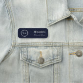 Custom Monogram Navy Silver Employee Namensschild (Beispiel)