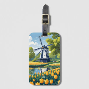 Custom Monogram Netherlands Windmills Gepäckanhänger