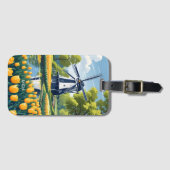 Custom Monogram Netherlands Windmills Gepäckanhänger (Vorderseite (Horizontal))
