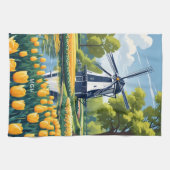 Custom Monogram Netherlands Windmills Geschirrtuch (Horizontal)