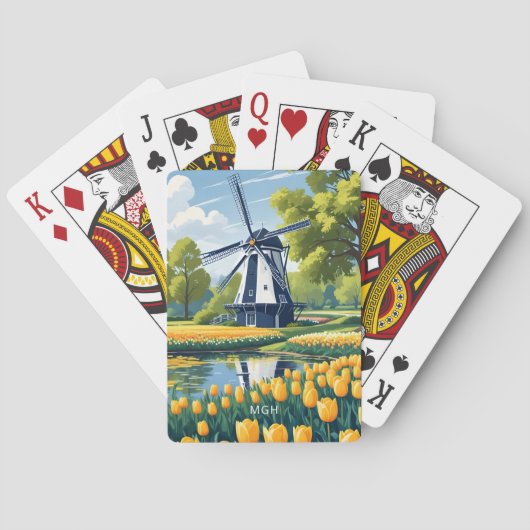 Custom Monogram Netherlands Windmills Spielkarten (Rückseite)