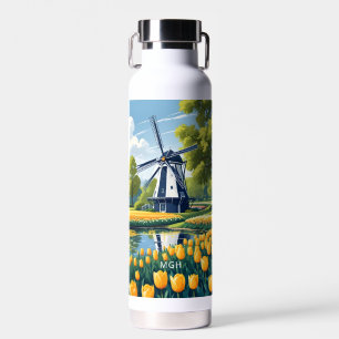 Custom Monogram Netherlands Windmills Trinkflasche