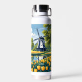 Custom Monogram Netherlands Windmills Trinkflasche (Rückseite)