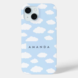 Custom Monogram Niedlich Girly Blue Cloud Geschenk Case-Mate iPhone Hülle