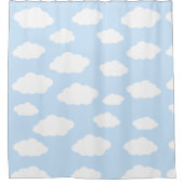 Custom Monogram Niedlich Girly Blue Cloud Geschenk Duschvorhang (Vorderseite)