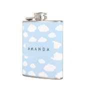 Custom Monogram Niedlich Girly Blue Cloud Geschenk Flachmann (Links)