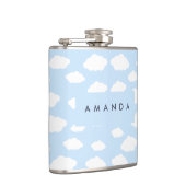 Custom Monogram Niedlich Girly Blue Cloud Geschenk Flachmann (Rechts)