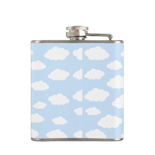 Custom Monogram Niedlich Girly Blue Cloud Geschenk Flachmann (Rückseite)