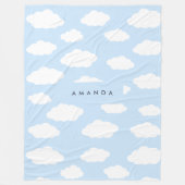Custom Monogram Niedlich Girly Blue Cloud Geschenk Fleecedecke (Vorderseite)