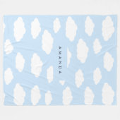 Custom Monogram Niedlich Girly Blue Cloud Geschenk Fleecedecke (Vorderseite (Horizontal))