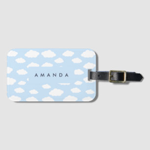 Custom Monogram Niedlich Girly Blue Cloud Geschenk Gepäckanhänger