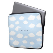 Custom Monogram Niedlich Girly Blue Cloud Geschenk Laptopschutzhülle (Vorderseite Links)