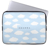 Custom Monogram Niedlich Girly Blue Cloud Geschenk Laptopschutzhülle (Vorderseite)