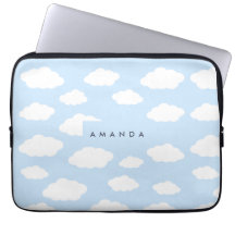 Custom Monogram Niedlich Girly Blue Cloud Geschenk