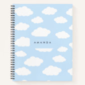 Custom Monogram Niedlich Girly Blue Cloud Geschenk Notizblock (Vorderseite)