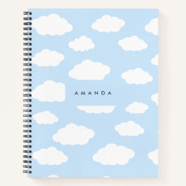 Custom Monogram Niedlich Girly Blue Cloud Geschenk Notizblock