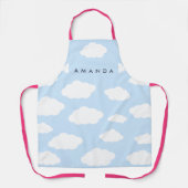 Custom Monogram Niedlich Girly Blue Cloud Geschenk Schürze (Vorderseite)