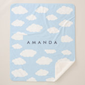 Custom Monogram Niedlich Girly Blue Cloud Geschenk Sherpadecke (Vorderseite)