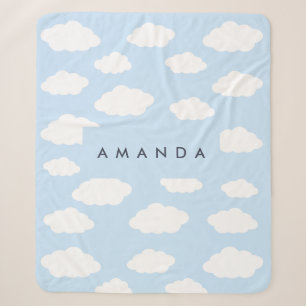 Custom Monogram Niedlich Girly Blue Cloud Geschenk Sherpadecke