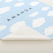 Custom Monogram Niedlich Girly Blue Cloud Geschenk Sherpadecke (3/4)