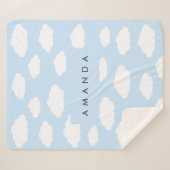 Custom Monogram Niedlich Girly Blue Cloud Geschenk Sherpadecke (Vorderseite (Horizontal))
