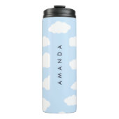 Custom Monogram Niedlich Girly Blue Cloud Geschenk Thermosbecher (Vorderseite)