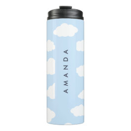 Custom Monogram Niedlich Girly Blue Cloud Geschenk Thermosbecher