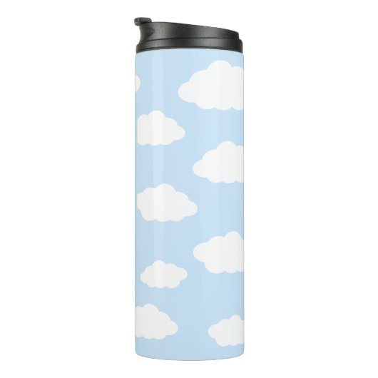 Custom Monogram Niedlich Girly Blue Cloud Geschenk Thermosbecher (Nach rechts gedreht)
