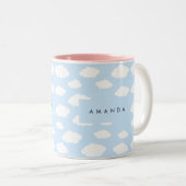Custom Monogram Niedlich Girly Blue Cloud Geschenk Zweifarbige Tasse (VorderseiteRechts)
