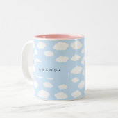 Custom Monogram Niedlich Girly Blue Cloud Geschenk Zweifarbige Tasse (Vorderseite Links)