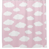 Custom Monogram Niedlich Girly Pink Cloud Geschenk Duschvorhang (Vorderseite)