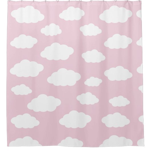 Custom Monogram Niedlich Girly Pink Cloud Geschenk Duschvorhang (Vorderseite)