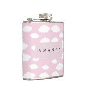 Custom Monogram Niedlich Girly Pink Cloud Geschenk Flachmann (Rechts)