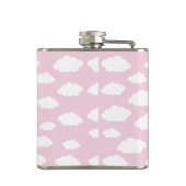 Custom Monogram Niedlich Girly Pink Cloud Geschenk Flachmann (Rückseite)