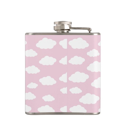 Custom Monogram Niedlich Girly Pink Cloud Geschenk Flachmann (Rückseite)