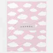 Custom Monogram Niedlich Girly Pink Cloud Geschenk Fleecedecke (Vorderseite)