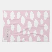 Custom Monogram Niedlich Girly Pink Cloud Geschenk Geschirrtuch (Horizontal)