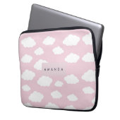 Custom Monogram Niedlich Girly Pink Cloud Geschenk Laptopschutzhülle (Vorderseite Links)