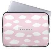 Custom Monogram Niedlich Girly Pink Cloud Geschenk Laptopschutzhülle (Vorderseite)