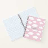 Custom Monogram Niedlich Girly Pink Cloud Geschenk Notizblock (Innenseite)
