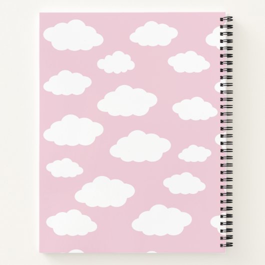 Custom Monogram Niedlich Girly Pink Cloud Geschenk Notizblock (Rückseite)