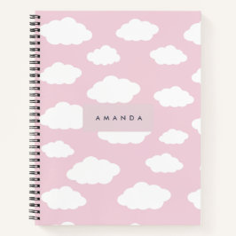 Custom Monogram Niedlich Girly Pink Cloud Geschenk Notizblock